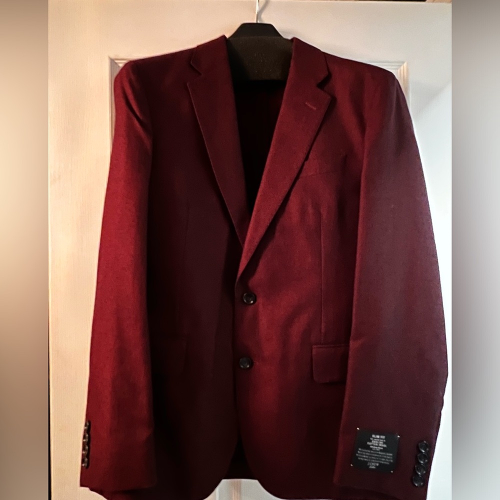 Brand New J Crew Oxblood English Cotton Wool Suit